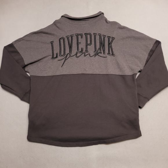 Victorias Secret Pink 1/4 Zip Up Pullover Long Sleeve Jacket Womens Size L Gray - Picture 9 of 9